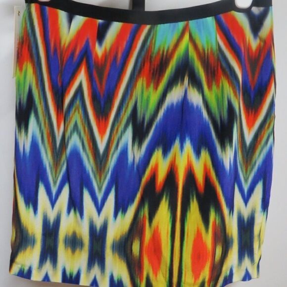𝅺nwt Cluny Anthropologie Size 6 Skirt 100% Silk Ikat Lined Mini - Picture 3 of 5
